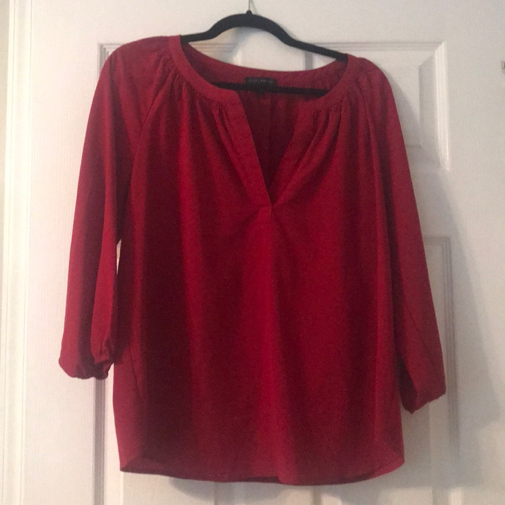 Red V Neck Blouse